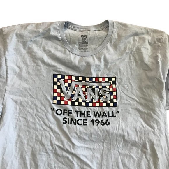 Vans Mens Size XXL Light Blue Short Sleeve Off The Wall Since 1966 Graphic Shirt - Picture 2 of 4